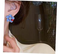 PartyKindom Flower Ear Studs for Women with Ladybug Design Small Alloy Earrings Elegant Blue Floral Jewelry Hypoallergenic Special Occasions