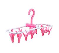 PartyKindom Foldable Windproof Laundry Hanger with Strong Clips Rust Resistant Drying Drip Hanger for Bras Hosiery Space Saving Foldable Clothes Peg Rack in Candy Pink