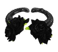 PartyKindom Gothic Sheep Horn Hair Clips for Women Elegant Retro Black Rose Cosplay Barrette Unique Horn Hair Accessories for Halloween Costume Party