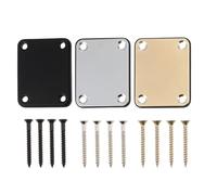 PartyKindom Guitar Neck Plate Alloy Material 3 Pieces with 4 Oval Holes and Offset Rectangular Holes and Provides Beautiful Decoration for Electric Guitar and Bass