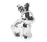 PartyKindom Handmade Silver Mirror Rabbit Statue Disco Ball Ornament Reflective Animal Figurine for Weddings Birthday Parties Stage Decor Stylish Chic Party Decoration with Brilliant Shine