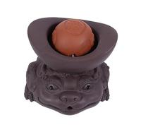 PartyKindom Handmade Zisha Tea Pet Toad Water Spraying Ornament for Kungfu Tea Tray Eco Friendly Violet Sand Pottery Decoration Symbolizing Prosperity and Fortune Chinese Traditional Accessory