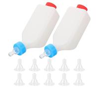 PartyKindom Hanging Milk Feeder for Livestock and Goats 500ml Reusable Leakproof Abs Bottle with Soft Nipples Suitable for Barn and Livestock Settings