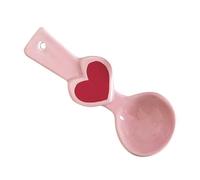 PartyKindom Heart Shaped Ceramic Spoon Pink Food Grade Dessert Spoon for Yogurt Ice Cream Salad Soup Cute Korean Style Tableware for Coffee and Beverages