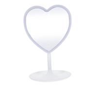 PartyKindom Heart Shaped LED Makeup Mirror with Brightness Tabletop Vanity Cosmetic Mirror for Reflection Portable Smart Lighted for Makeup and Travel Design for Students