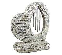 PartyKindom Heart Shaped Pet Grave Tombstone with Wind Chimes Indoor Outdoor Memorial Stone for Pets Material Durable Beautiful Sound for Grieving Friends