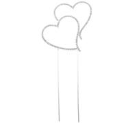 PartyKindom Heart-to-Heart Cake Decoration Rhinestone Wedding Cake Topper for Engagement Anniversary & Special Occasions Elegant Double Heart Design 20X7.5Cm