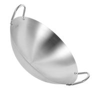 PartyKindom Heavy Duty Stainless Steel Wok Pan Traditional Stir Fry Pan with Dual Handles for Vegetable Seafood and Soup Cooking Easy to Clean for All Cooktops