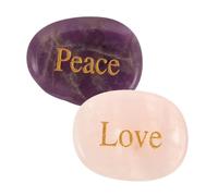 PartyKindom Inspirational Crystal Worry Stones Natural Agate Stones Engraved Peace and Love Messages for Anxiety Relief and Positive
