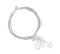 PartyKindom Inspirational Five Stars Bracelet for Women Sweet Friendship Hand Chain Elegant Silver Bangle for for and Family Stackable Design for Minimalist Style