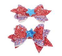 PartyKindom July Hair Clips Star and Bow Hair Accessories for Women Patriotic Festival with American Independence Day Design Versatile Dual Barrettes for Stylish