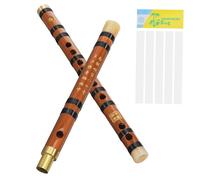 PartyKindom Key Bamboo Flute Traditional Orchestral Instrument with Membrane Packs and Storage Box Vintage Design for Musicians and