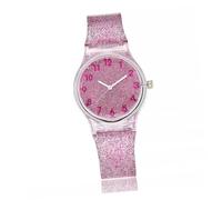 PartyKindom Kids Watch Colorful Shining Quartz Wrist Watch for Girls Glitter Jelly Band Rosy Pink Fashion Wrist Decoration Suitable for Daily Wear