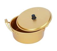 PartyKindom Korean Ramen Pot Yellow Aluminum Double Handle Rapid Heating Noodles Cooking Pot for Soup Stew Curry Smooth Edge Easy Clean