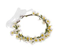 PartyKindom Lightweight Boho Daisy Flower Crown Headband with Artificial Cloth Flowers, White Floral Hair Accessory for Women, Brides and Bridesmaids, for Casual Outings and Festivals