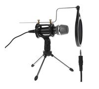 PartyKindom Live Broadcast Desktop Microphone Stand with Adjustable Holder Windshield High-performance Recording Mic for Computer and Streaming Black