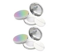 PartyKindom Loose Powder Box with Puff Compact Abs Cosmetic Case for Diy Makeup Powder 5g 2pcs Elastic Mesh