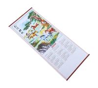 PartyKindom Lunar Year Horse Calendar Hanging Scroll Faux Rattan Traditional Chinese Zodiac Wall Decor with High Resolution Print for Home Office Living Gift of Blessings