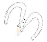 PartyKindom Magnetic Hexagonal Crystal Necklace Couples Matching Natural Stone Pendant Set Pink Blue Crystal Jewelry for Women Magnetic Couple Necklace Ornament