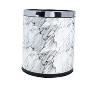 PartyKindom Marbling Trash Can for Bathroom Office Kitchen Lightweight European Style Garbage Container Easy to Clean Maintain for Small Spaces Plastic Material