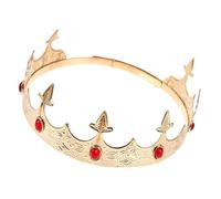 PartyKindom Men's Prince Crown Decorative Headpiece for Cosplay Carnival Parties Durable Design Eye Catching Red Gem Accents Fits Head