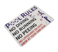 PartyKindom Metal Pool Rules Sign for Outdoor Swimming Pools Safety Warning Board with Fun Design Easy Installation for Accident Prevention