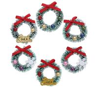 PartyKindom Mini Christmas Wreath 6pcs Artificial Doll House Miniature Christmas Wreath Tree Hanging Ornaments