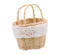 PartyKindom Mini Doll Woven Basket Miniature Scenes Basket Miniature Scene Dollhouse Micro Landscaping Dollhouse Beige