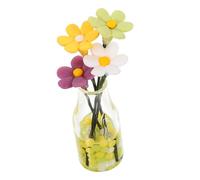 PartyKindom Mini Potted Daisy Flower Vase Creative Dollhouse Decor Transparent Glass Safe Material for Miniature Garden and Bonsai Model Decoration