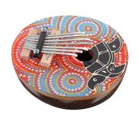 PartyKindom Mini Thumb Piano Kalimba 7-key Colorful Coconut Shell Musical Instrument for Beginners Random Pattern Design