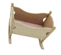 PartyKindom Mini Wooden Cradle Model for Dollhouse Realistic Miniature Furniture Boys and Adorable Rocking Crib for Doll Play and Decoration