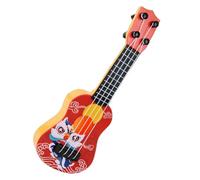 PartyKindom Miniature Red Ukulele Guitar Model for Desktop Decoration Realistic Detail Photography Prop Natural Mini Guitar Ornament for Home Display