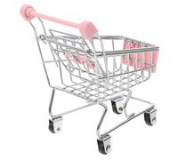 PartyKindom Miniature Shopping Cart Compact Lightweight Mini Supermarket Trolley for Home Decor Realistic Art Design Portable Play Accessory for Mini Houses