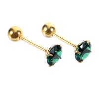 PartyKindom Minimalist Green Zircon Ear Studs Sterling Silver Earrings for Women Elegant Small Ear Jewelry with Dazzling Sparkle and Classic Chic Design