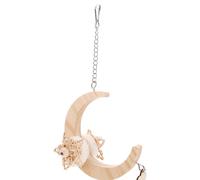 PartyKindom Moon Shape Parakeet Cage Made of Wood in Beige, Providing A Fun Place to Climb and Increase Pet's Activity Space, Suitable as A Bird Training Supply and Hanging Accessory