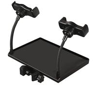 PartyKindom Multi-purpose Sound Card Tray with Phone Holder Microphone Stand Clamp Utility Shelf for Streaming Karaoke and Recordings with Raised Edges to Prevent Items from Falling