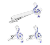 PartyKindom Music Note Cufflinks Set Men Cuff Links Silver Alloy Classic Stylish Delicate Design Practical Add Charm and Elegance for Parties Daily Life