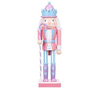 PartyKindom Nutcracker Christmas Decor, 10 Inch Pink Desktop Wooden Nutcracker Soldier Doll Traditional Nutcracker Figures Xmas Decorations for Fireplace
