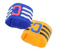 PartyKindom Nylon Football Captain Armband for Men and Women Small Soft Soccer Band with Colorful Blue and Yellow Design Comfortable Sports Accessory for Team Captains