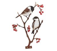 PartyKindom Outdoor Metal Bird Silhouette Wall Art with Tree Branch Design Lifelike Iron Sculpture for Garden Patio Decoration Lightweight and Compact Ornamental