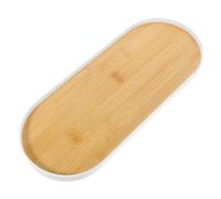 PartyKindom Oval Bamboo Cosmetics Tray with Delicate Finishing Perfume Organizer and Skincare Jewelry Storage for Vanity Bathroom Countertop Entryway White Japanese Style