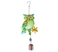 PartyKindom Owl Wind Chime Metal Pendant with Painted Glass Bell Calming Melody Decorative Ornament for Indoor Outdoor Use Unique Window Hanging Decor and Retro Wall Accent for Living Gift for