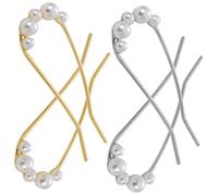 PartyKindom Pearl French Hair Pins U-shaped Vintage Hair Sticks Set 4pcs Gold and Silver for Women Buns Chignon