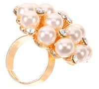 PartyKindom Pearl Ring Chic Women Finger Ring Open Style Jewelry Aesthetic Simple for Everyday Wear