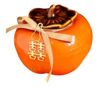PartyKindom Persimmon Shaped Ceramic Tea Canister with Sealed Food Storage and Smooth Glazing, High-temperature Calcined Ceramic Jar for Kitchen and Indoor Decoration, Beautifully Designed