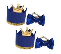 PartyKindom Pet Birthday Hat Set with Bow Tie Animal Party Crowns for Dogs and Cats Lightweight and Reusable Party Accessory for Celebrations and Photography