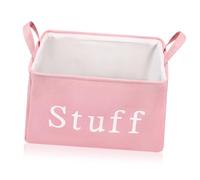 PartyKindom Pink Fabric Storage Bin with Sturdy Handles Flexible Shelf Basket Organizer for Nursery Closet Desk Under Bed Heavy Duty Sundries Holder with Chic Design
