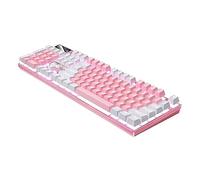 PartyKindom Pink Wired Gaming Keyboard 104 Keys Full Size with Rgb Backlit Suspension Key Caps and Folding Support, High Performance ABS Material for Computer Game Hardware