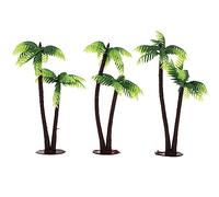 PartyKindom Plastic Mini Palm Trees: 3pcs Coconut Palm Model Artificial Trees Scenery for Cake Decor Building Landscape