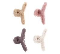 PartyKindom Plush Hair Clips Tidy and Stylish 4pcs for Women Hair Accessories with Simple Design Random Color for Office and Morning Beauty Routine